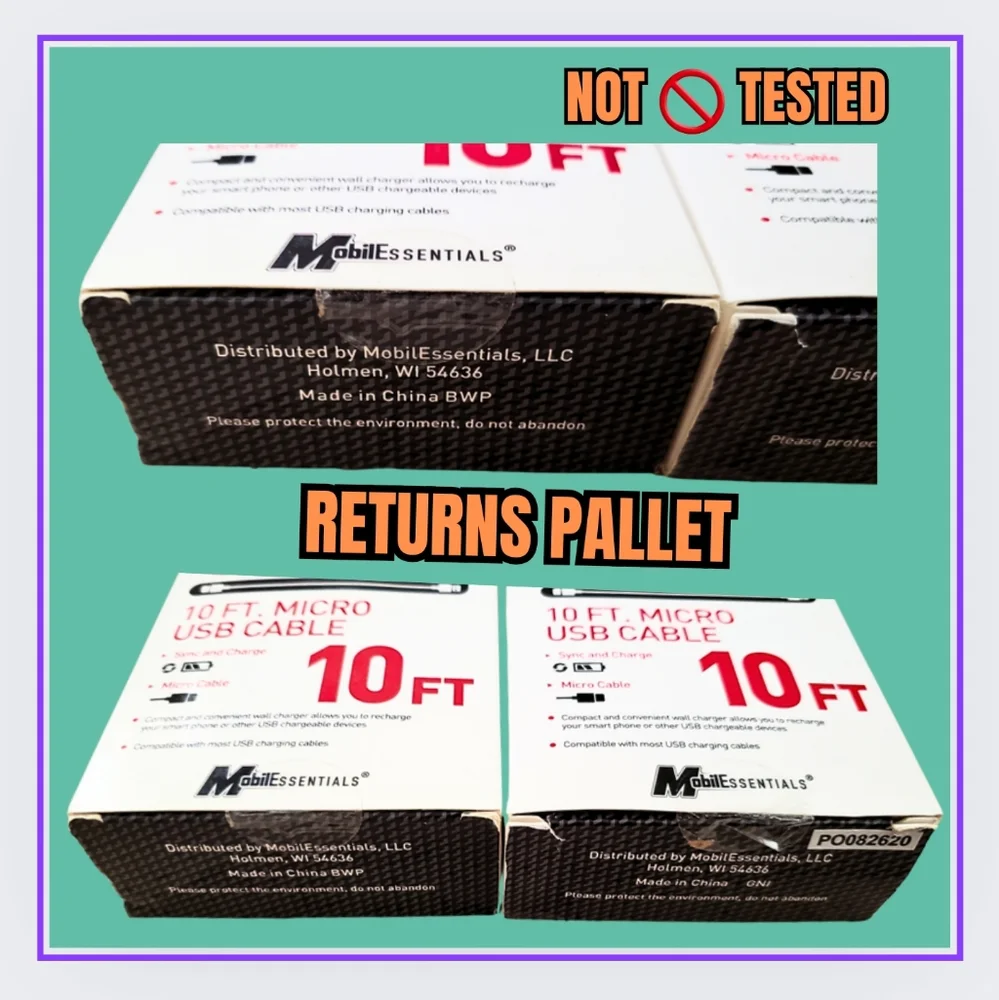 🥳1-CABLE MICRO USB-BLACK 10ft./PALLET RETURN-NOT 🚫 TESTED